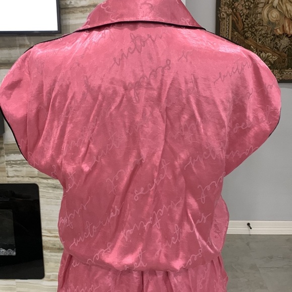 Victorias Secret’s Sleepwear Short Romper. Pink Black Trim. Size S - Picture 6 of 8